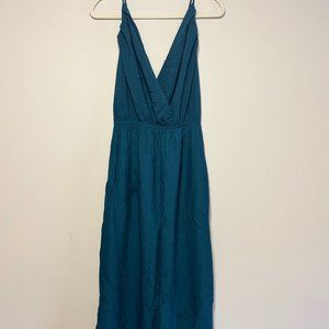 Dark Teal V Neck Maxi Dress